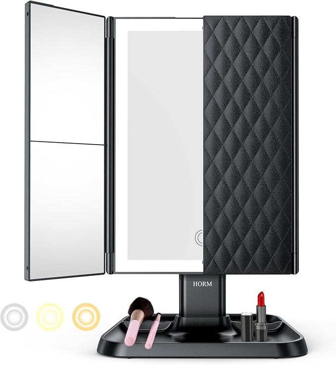 Trifold Makeup Vanity Mirror with Lights - 3 Color Lighting Modes 72 LED , Touch Control Design, ... | Amazon (US)