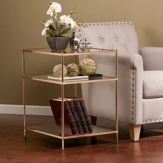 Silver Orchid Grant Glass/Mirror End Table | Bed Bath & Beyond