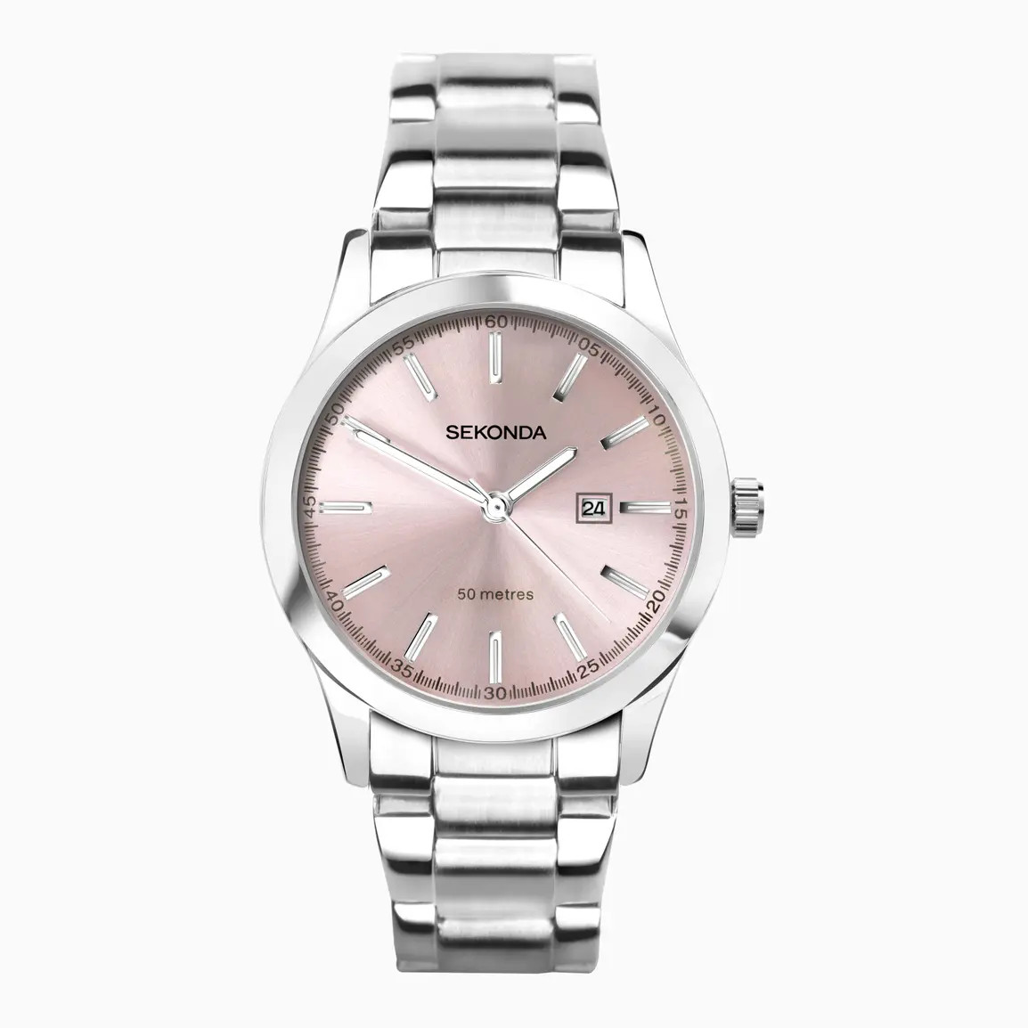 Sekonda Ladies Classic Watch (40398) - Round | Silver Stainless Steel Bracelet | Pink Dial | Clas... | Sekonda