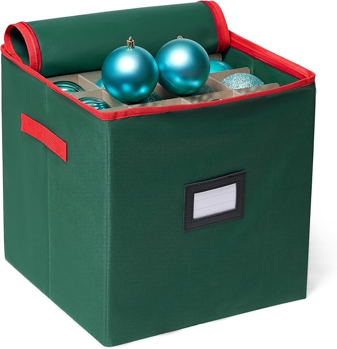 Joiedomi Christmas Ornament Storage Box with Adjustable Divider & Dual Zipper - Christmas Storage... | Amazon (US)