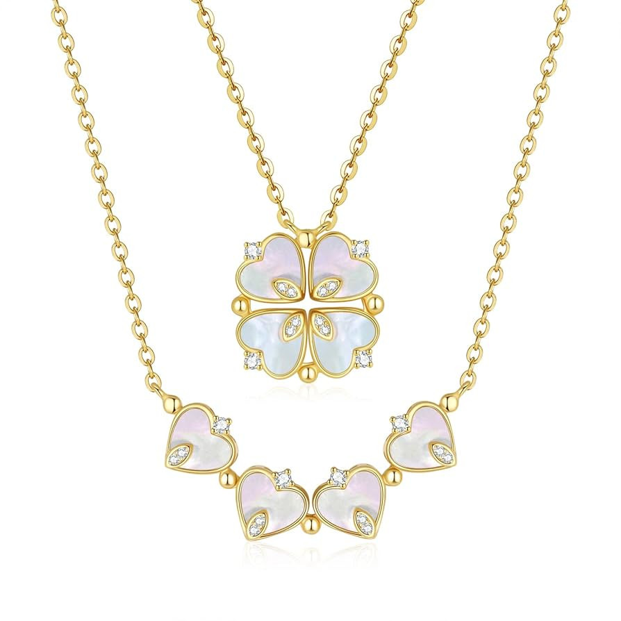 Lucky Clover Necklace Magnetic Necklace for Women Gifts Titanium Steel 925 Silver Plated 4 Leaf C... | Amazon (US)