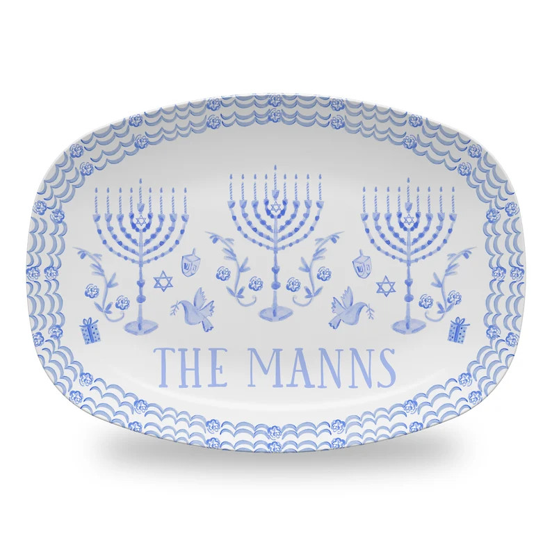 Hanukkah Toile Platter Chanukah Plate Personalized Hanukkah Platter Monogrammed Hostess Gift Idea... | Etsy (US)