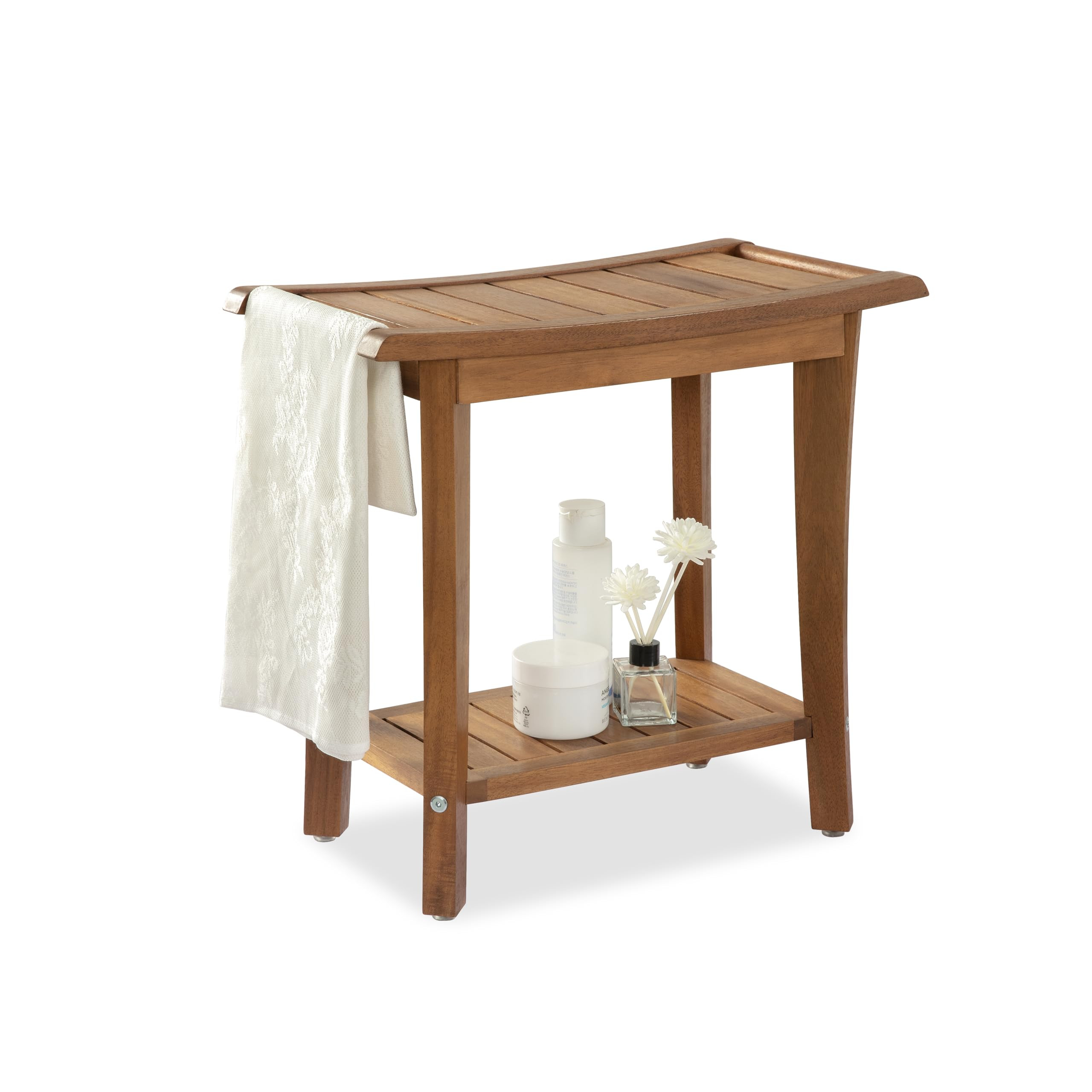 Shower Stool Wood, 2-Tier Wooden Shower Bench for Inside Bathroom Sitting, Heavy Duty Chair with ... | Amazon (US)