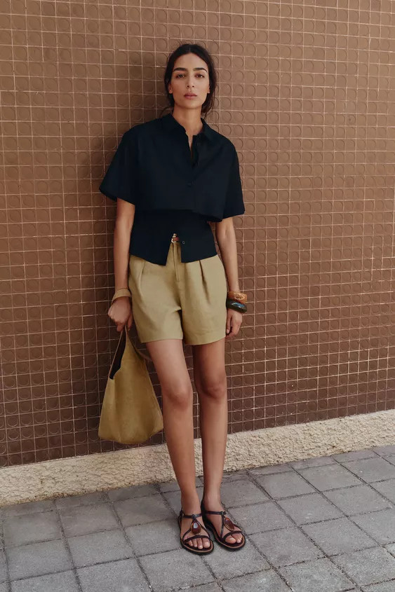 BERMUDA SHORTS WITH BELT IN A LINEN BLEND | Zara UK