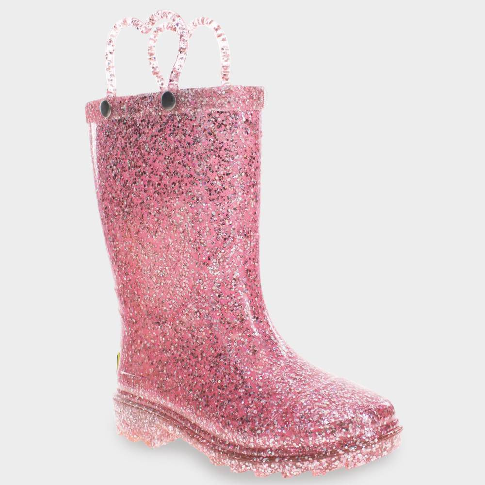 Western Chief Toddler Girls' Abby Shimmer Glitter Rain Boots - Pink | Target