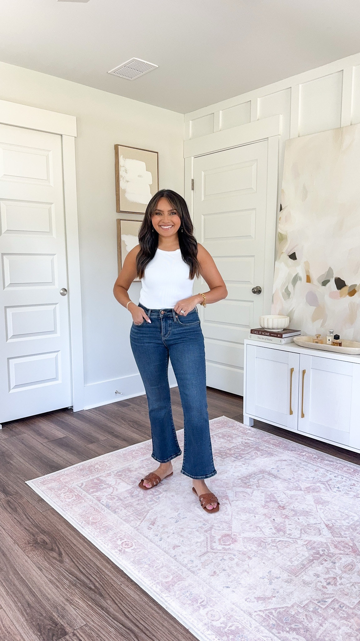 Jeans size 26 petite TTS 
I don’t recommend this tank so I linked similar options that I own and love!

#LTKPetite #LTKxMadewell #LTKStyleTip
