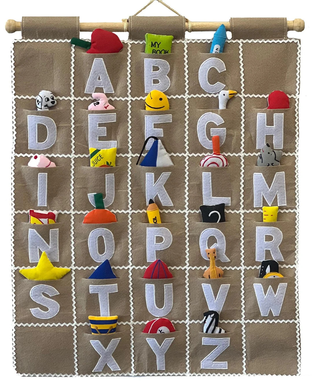 ABC Alphabet Wall Hanging (tan) Early Education Chart for Toddler Preschoolers by Pockets of Lear... | Etsy (US)