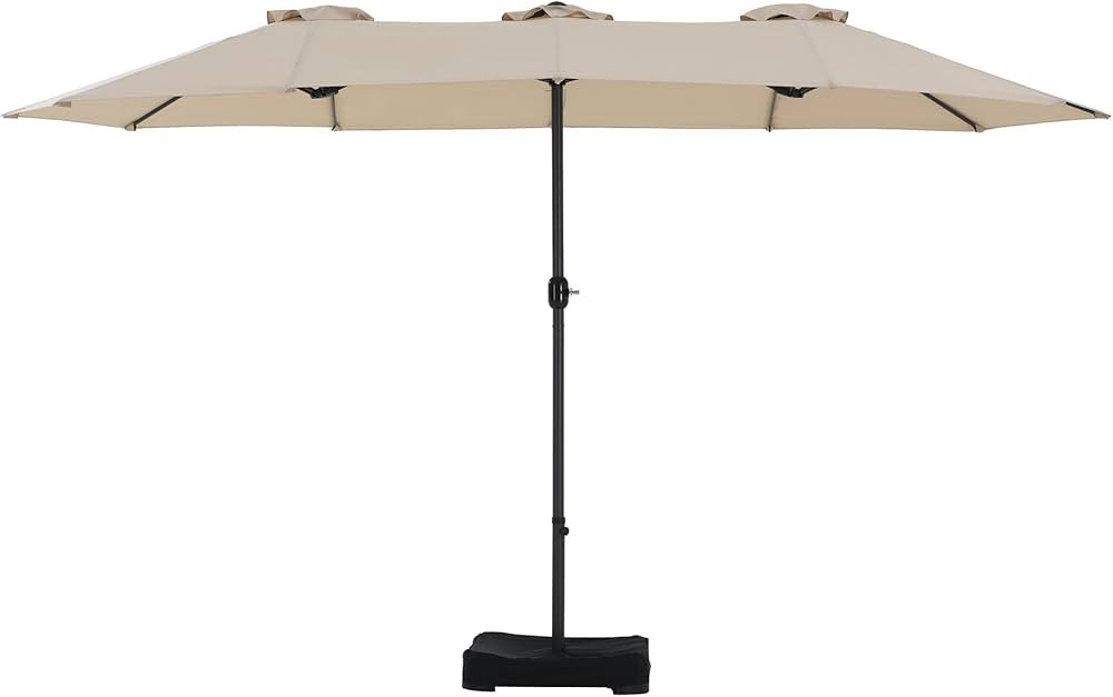 Sunjoy Triple Canopy Umbrella, Beige, with Base | Amazon (US)