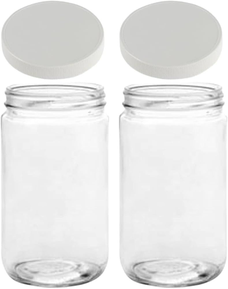 Jarming Collections Mason Jars 32 Oz Glass Extra Wide Mouth Quart Storage Jars with Lids - BPA Fr... | Amazon (US)