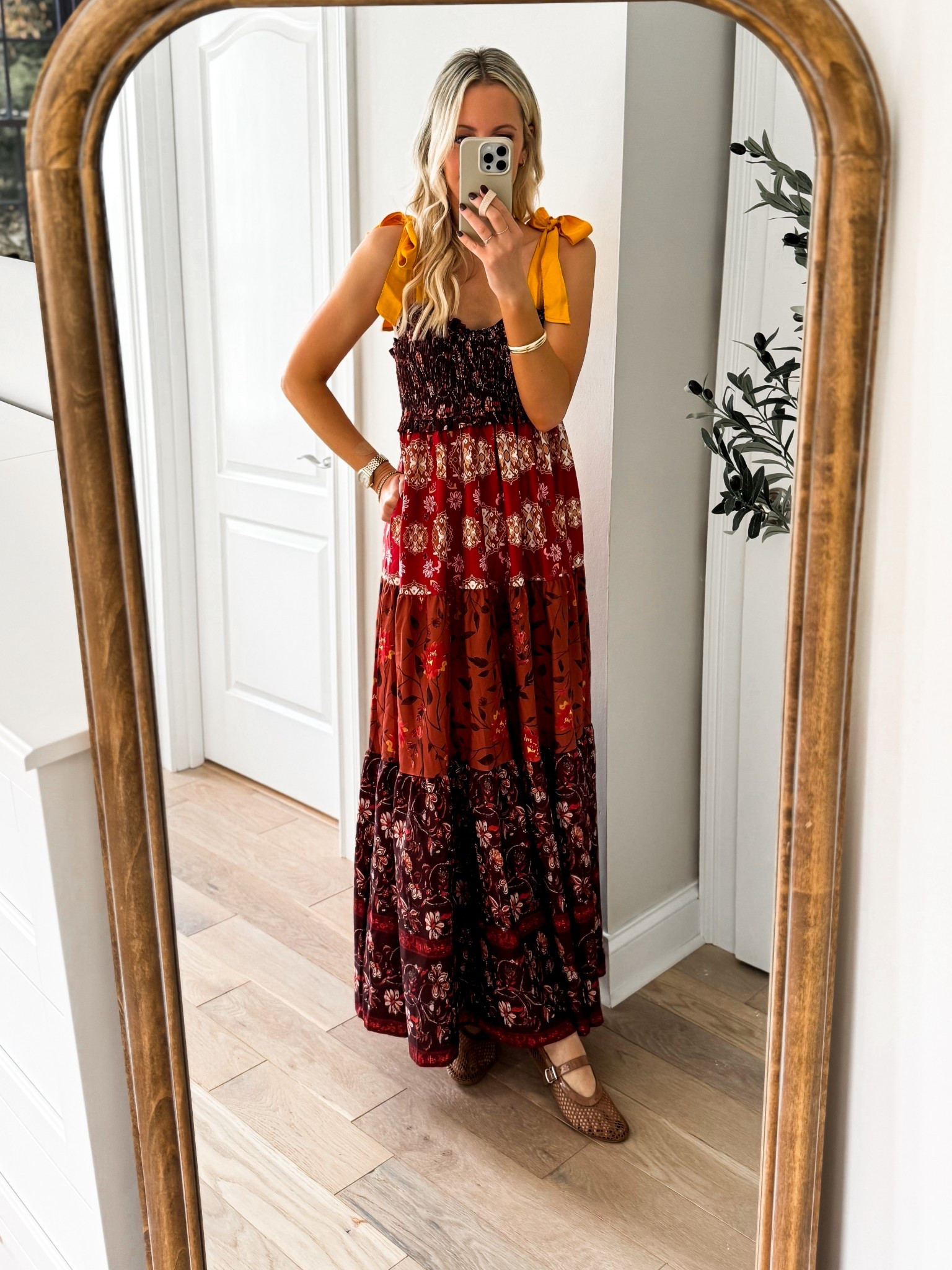 Family photo dress from Amazon! 🍂Love this Free People inspired maxi with the bow strap detail! Has smocking! It’s so comfy, easy, and affordable! I own this in many colors- just love! It is super cute with flats, too, which is what my photographer prefers me to wear during our photo session! Would be pretty for a fall wedding guest dress, too! I’m 5’7” for reference. I’m wearing the smallest size. 

Outfit ideas, Amazon style, Amazon fashion, Amazon finds, Amazon must haves, Amazon dress, Amazon favorites, Amazon outfit, Amazon try on, affordable outfit, affordable style, long sleeve dress, affordable fashion, fall ootd, look for less, Free People,  Anthropologie, Pinterest fashion, Pinterest outfit, Pinterest style, Pinterest inspo Pinterest aesthetic

#LTKFindsUnder100 #LTKFindsUnder50 #LTKWedding