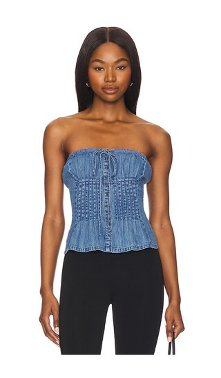 Denim Wink Wink Tube Top in Medium Wash | Revolve Clothing (Global)
