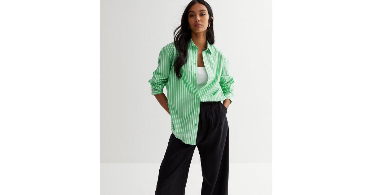 Green Stripe Poplin Long Sleeve Shirt
						
						Add to Saved Items
						Remove from Saved Ite... | New Look (UK)