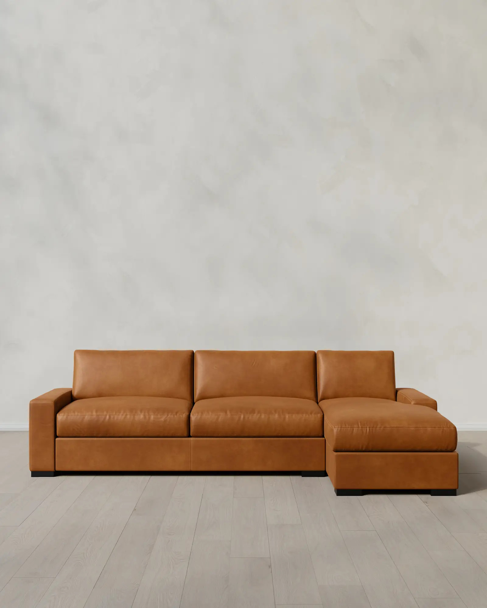 Stillman Leather Chaise Sectional in Auburn | Quince