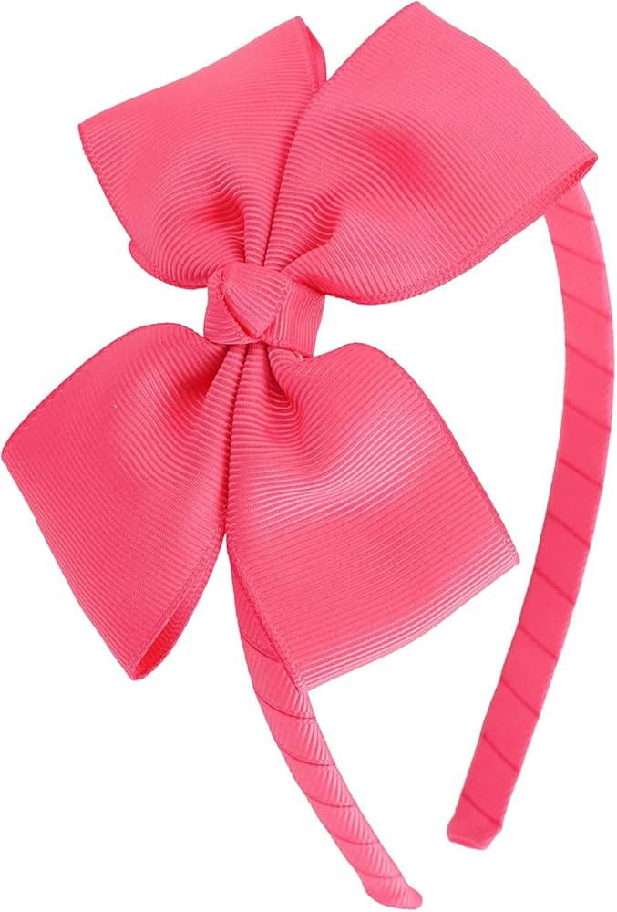 MEEDEE Summer Bright Pink Bow Headband Bowknot Headband Big Bow Grosgrain Ribbon Hair Hoop Headba... | Amazon (US)