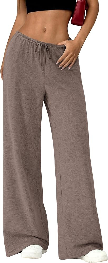 Okiwam Women's Wide Leg Sweatpants Casual Lounge Travel Pants Workout Joggers Fall Fashion Outfit... | Amazon (US)