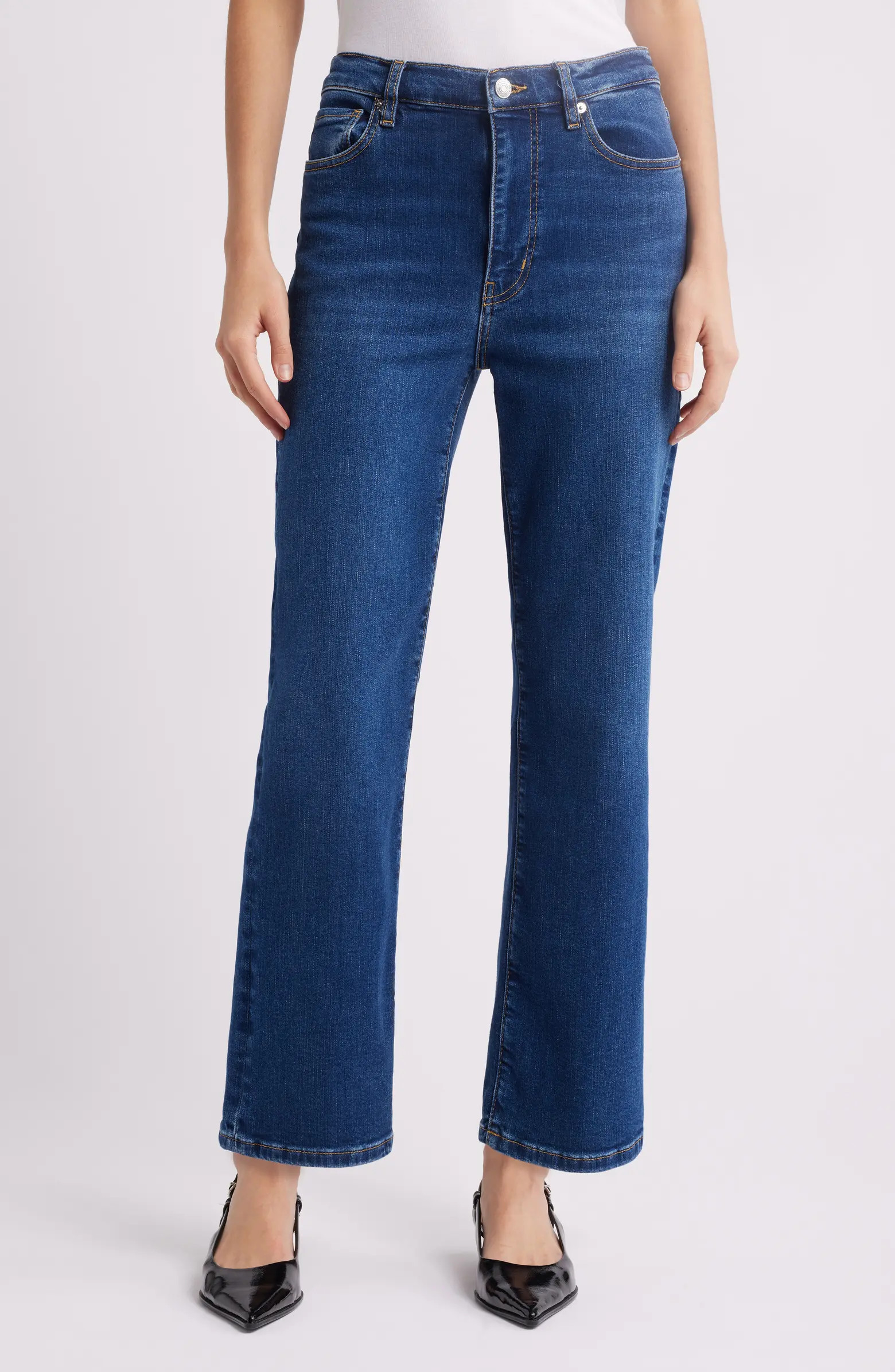 Le Sleek High Waist Ankle Straight Leg Jeans | Nordstrom