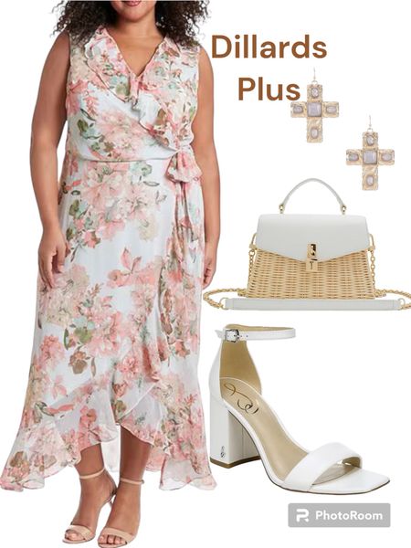 Dillards plus size wedding guest dress. 

#dress
#summeroutfit
#plussizedress

#LTKplussize #LTKshoecrush #LTKitbag