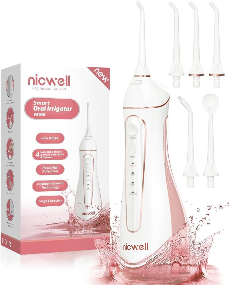 Water Dental Flosser Cordless for Teeth - Nicwell 4 Modes Dental Oral Irrigator, Portable and Rec... | Amazon (US)
