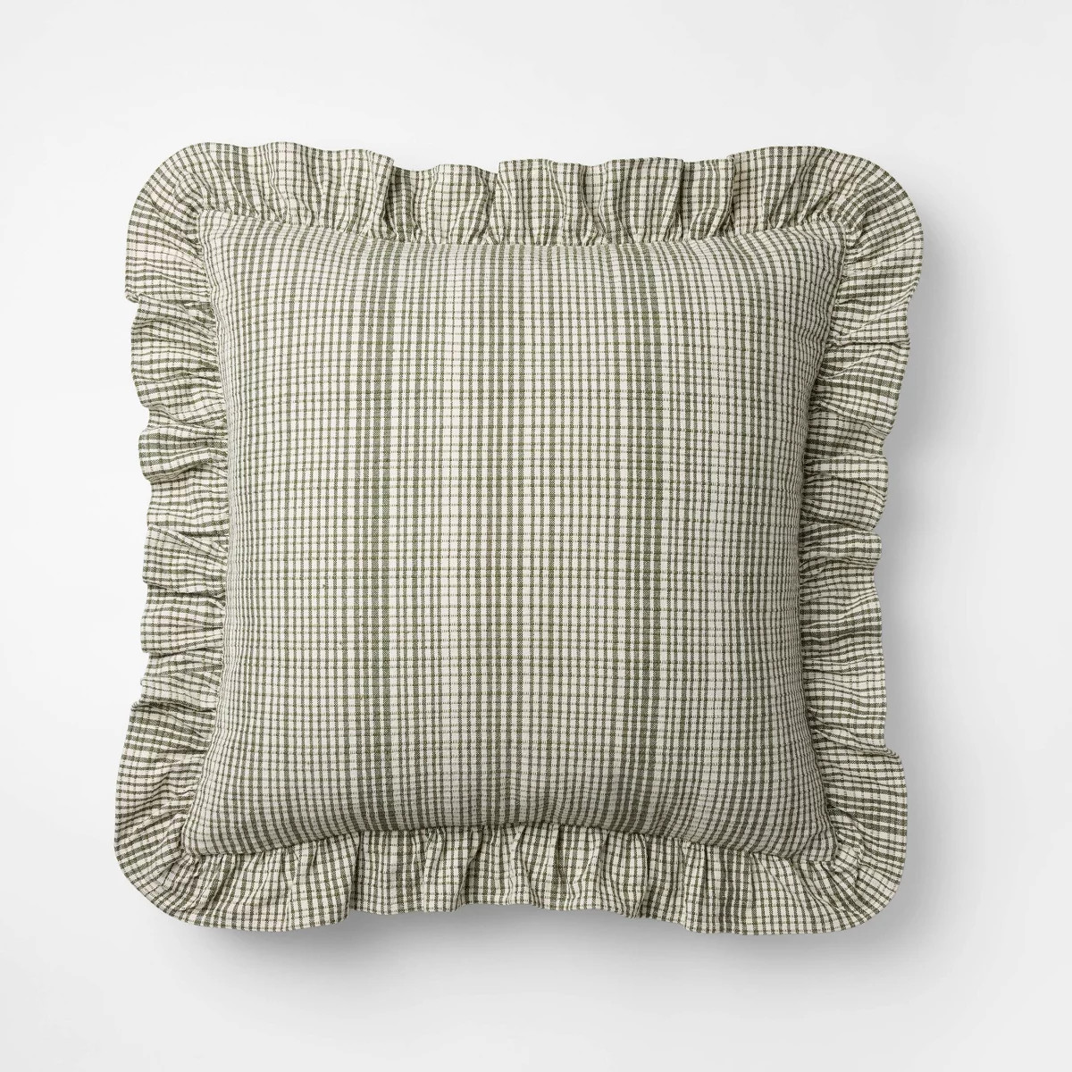 24"x24" Uneven Plaid with Ruffle Pillow - Threshold™ designed with Studio McGee | Target