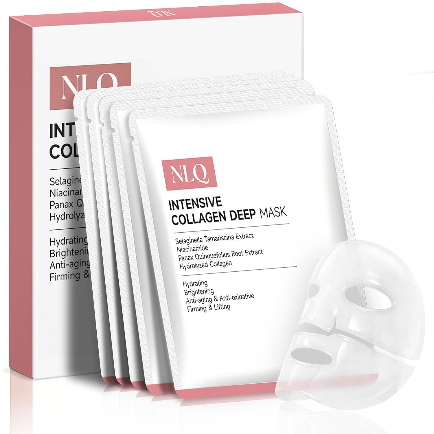 NLQ Bio-Collagen Face Mask Overnight Hydrogel Deep Mask - Glass Skin Intensive Hydrating & Firming Pore Refining Anti-Aging Sheet Mask, Skincare Gift for Women (5 Sheets) | Amazon (US)