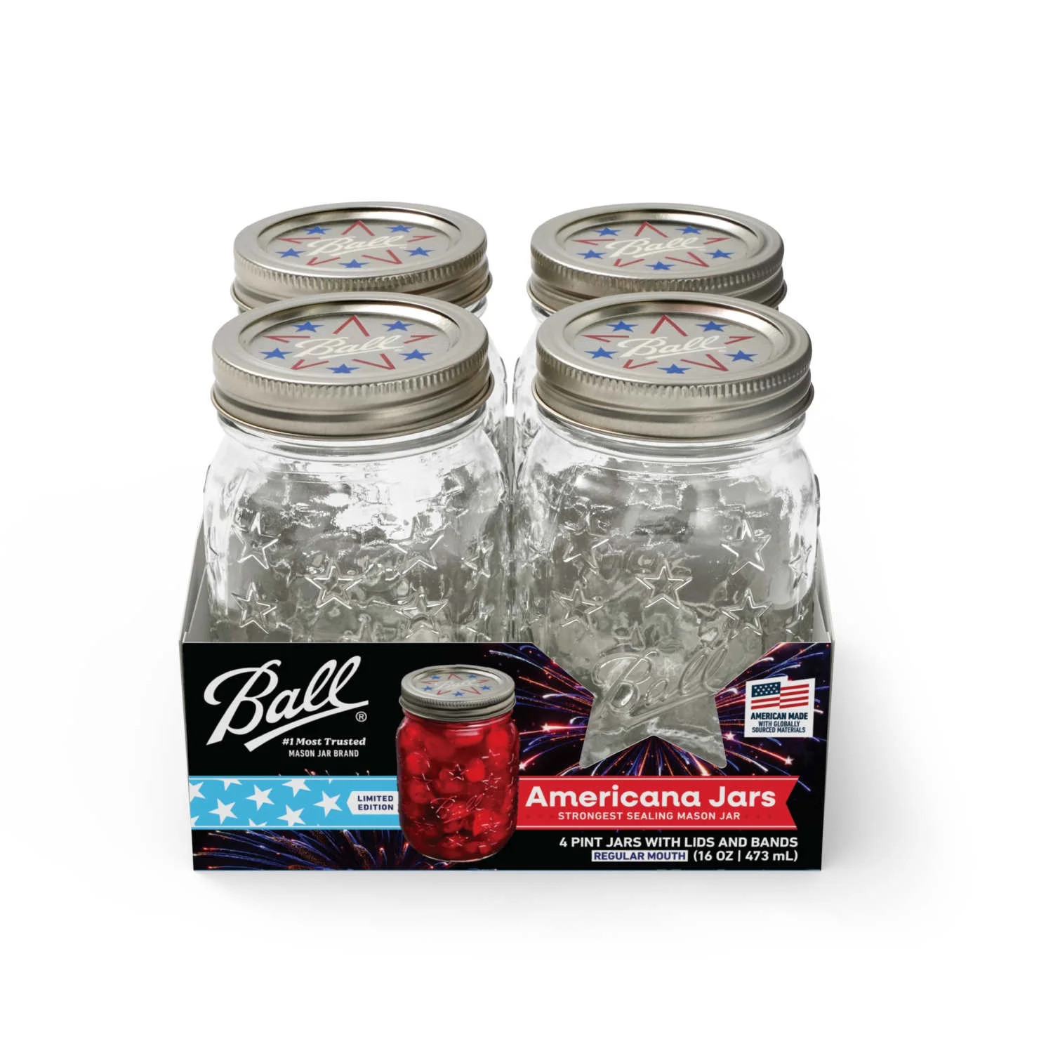 Limited Edition Ball Americana Pint Mason Jar, 16 oz. Regular Mouth Glass Jars, Pint Size Mason C... | Walmart (US)