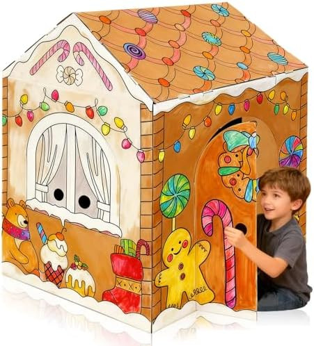 kockuu Gingerbread Cardboard House to Color for Kids Toddlers, Large Gingerbread Cardboard Colori... | Amazon (US)