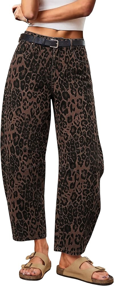 Sipaya Barrel Jeans Women Mid Rise Baggy Cropped Ankle Pants | Amazon (US)