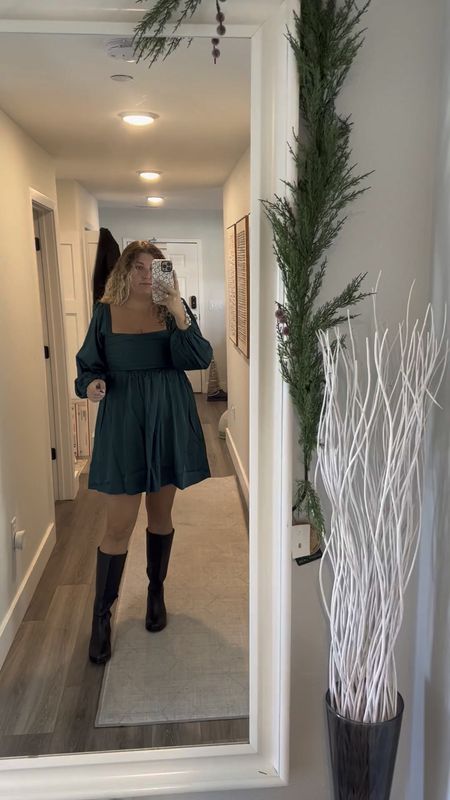 This style will always be my go-to!  Wearing a L, tall. I’m 5’10

Holiday dress, holiday outfit, holiday party, green dress, Abercrombie dress, black boots, knee high boots 

#LTKHoliday #LTKmidsize #LTKparties