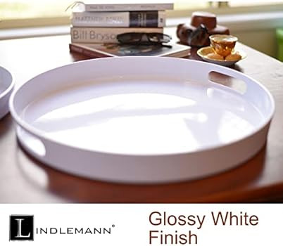 Lindlemann Large Round Melamine Serving Tray - Strong & Sturdy with Built-in Handles for Easy Han... | Amazon (US)