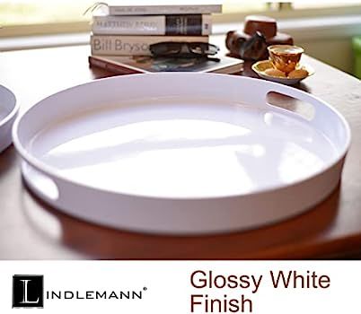 Lindlemann Large Round Melamine Serving Tray - Strong & Sturdy with Built-in Handles for Easy Han... | Amazon (US)