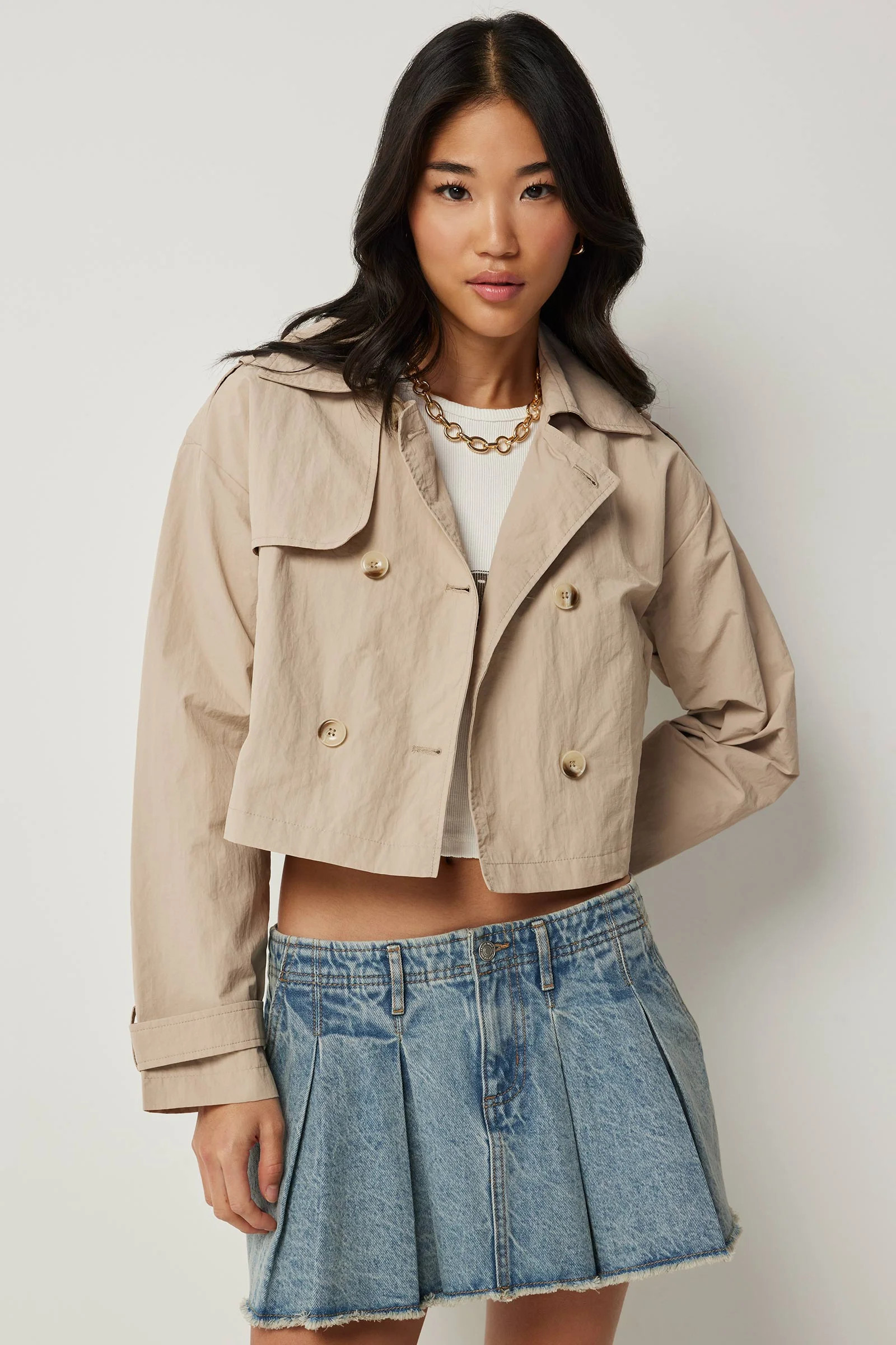 Water Repellant Crop Trench Coat | Ardene