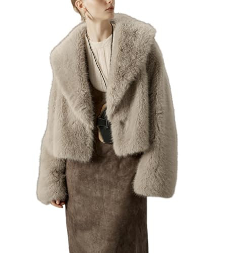 Bellivera Women's Faux Soft Fur Coat Warm Long Sleeve Winter Fluffy Jacket Shaggy Fashion Outwear Fuzzy and Luxurious PS-027 Beige M | Amazon (US)