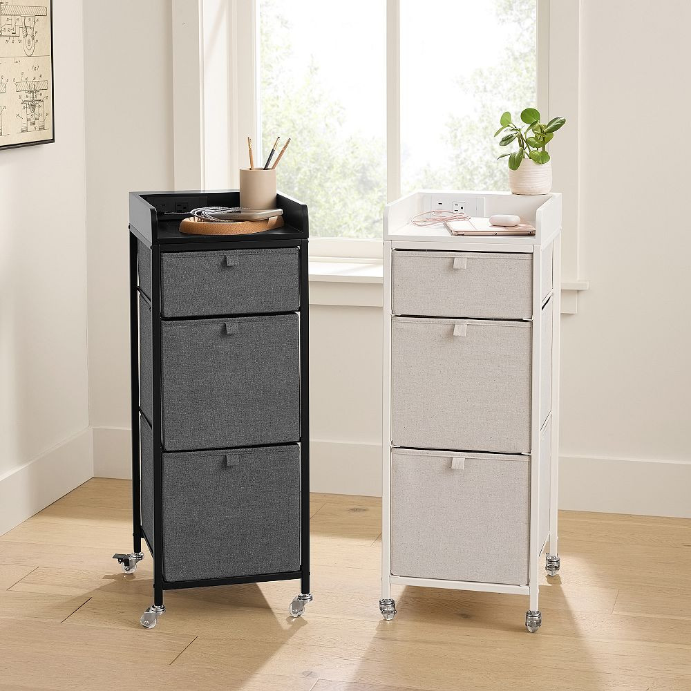 Tall Plug-In Rolling Cart with AC Plug and USB A/C (35") | Pottery Barn Teen