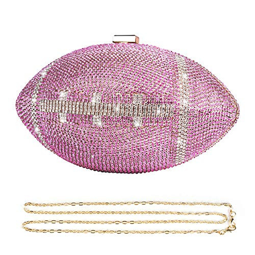 Gripit Bling Rhinestone Football Shaped Rugby Quirky Bag Purse Novlety Chain Purse Shoulder Handbag with Crystal for Women Girls,Pink | Amazon (US)