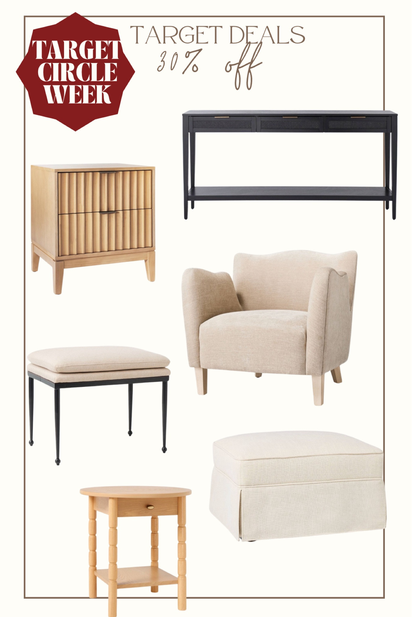 Target bestselling furniture is 30% off for target circle week! 
Studio McGee 
Threshold
Target home

#LTKSummerSales #LTKSaleAlert #LTKHome