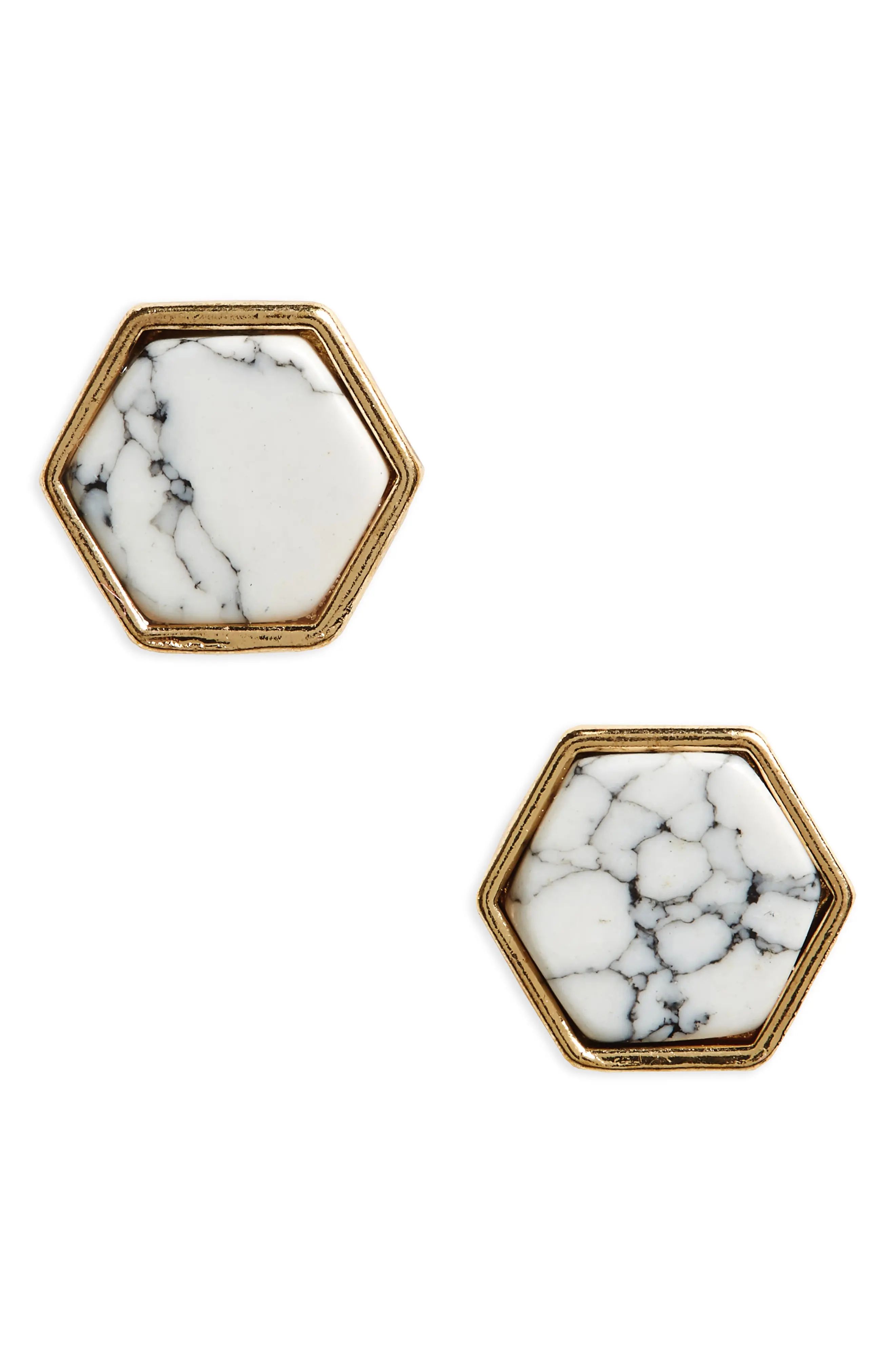 Marbled Hexagon Stud Earrings | Nordstrom