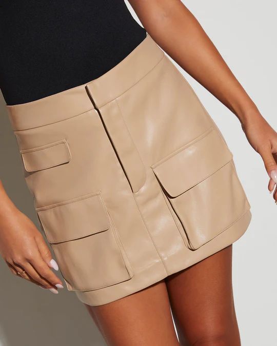 Harlow Faux Leather Cargo Mini Skirt | VICI Collection