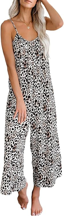 Happy Sailed Women's Casual Sleeveless Front Button Loose Jumpsuits Stretchy Long Pants Romper wi... | Amazon (US)