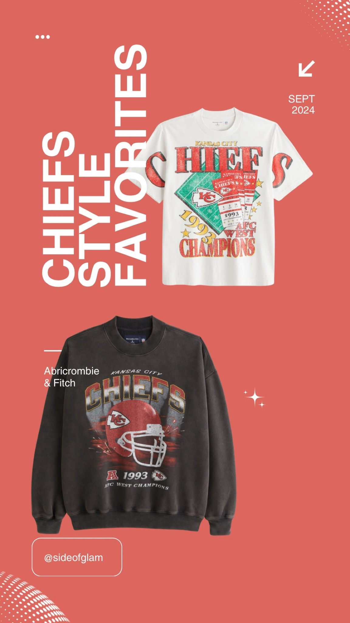 My favorite pics from Abercrombie and Fitch for the Kansas City chiefs NFL tops! I love this crewneck and this graphic tee. These are men’s styles, but I sized down for a woman’s fit.

#LTKSeasonal #LTKFindsUnder100 #LTKU
