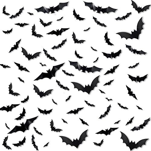 72 PCS 3D Bats Halloween Decorations, Bat Wall Decor Stickers for Home Decor Outdoor Indoor, Hallowe | Amazon (US)