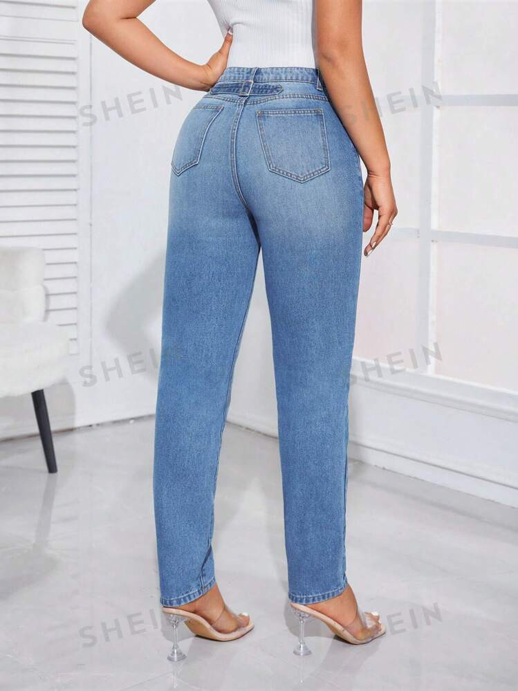 SHEIN Privé High Waisted Mom Fit Jeans | SHEIN