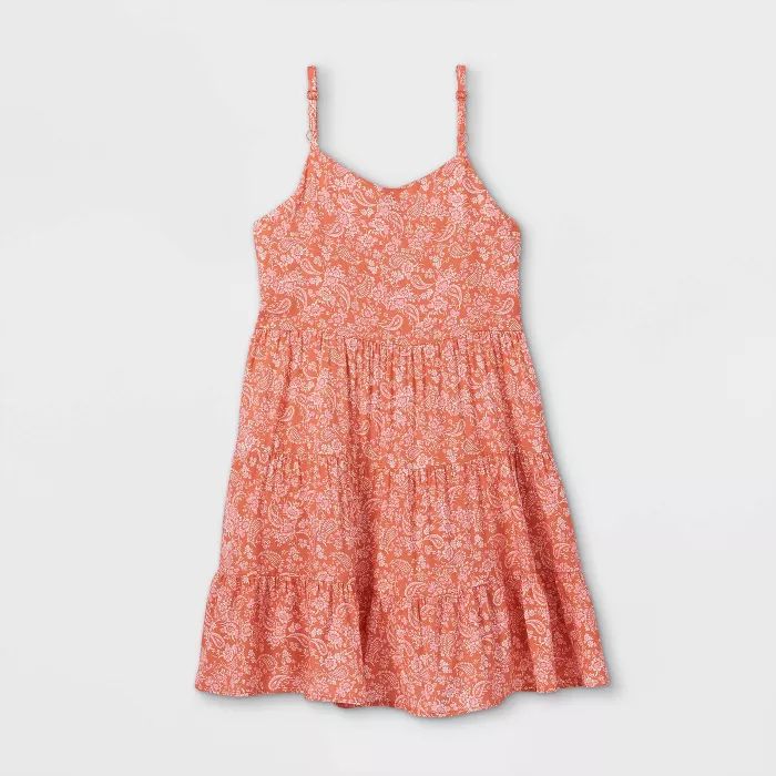 Girls' Button-Front Tiered Baby Doll Sleeveless Dress - art class™ | Target