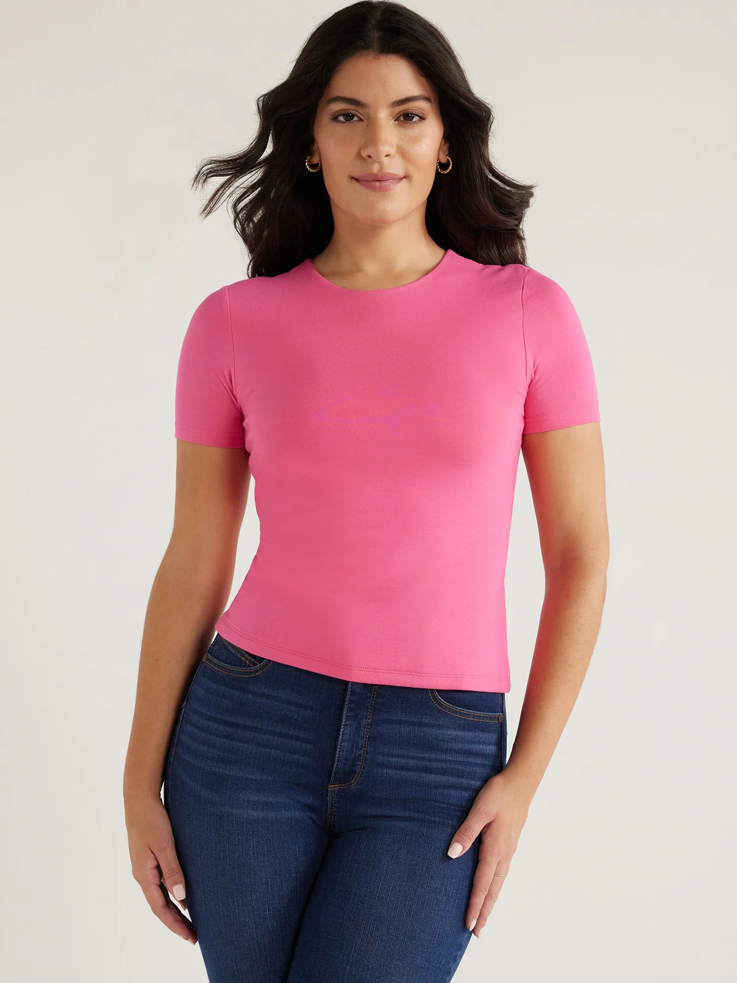 Sofia Jeans Women's High Neck Tee with Short Sleeves, Sizes XS-3XL | Walmart (US)