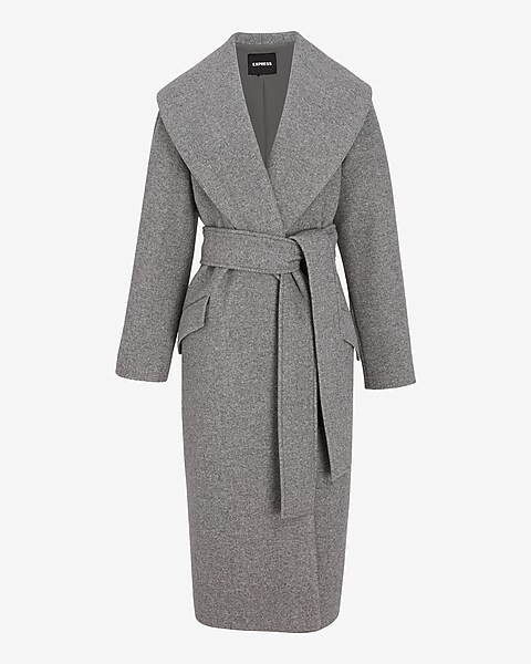 Gray Shawl Lapel Wrap Coat | Express