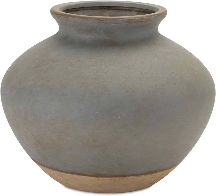 9" Gray and Beige Urn Shaped Ceramic Vase | Amazon (US)