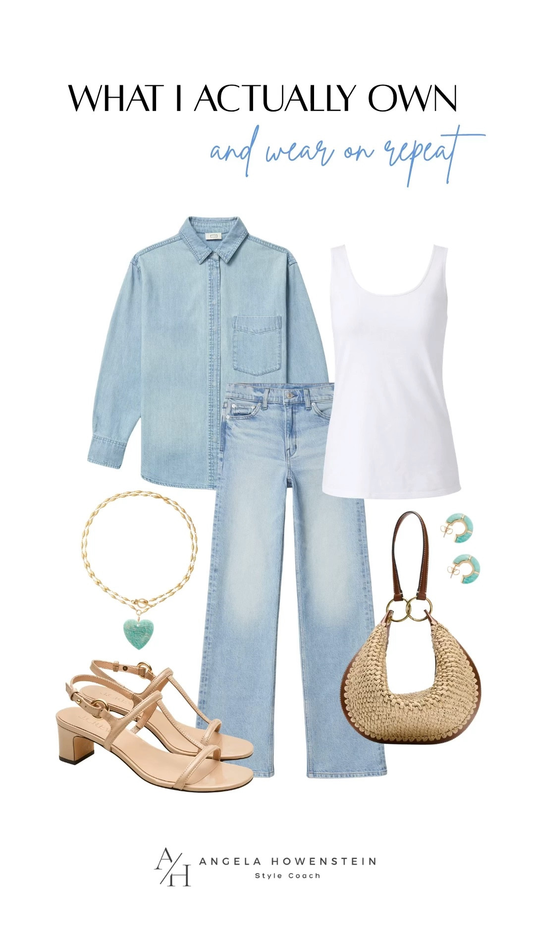 Denim outfit with a chambray shirt and wide-leg jeans.

#LTKOver40 #LTKootd #LTKSaleAlert