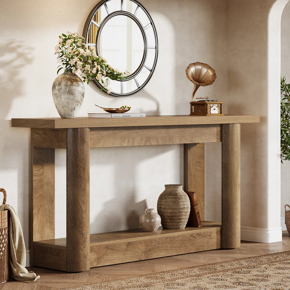 63-inch Farmhouse Entryway Console Table, 2-tier Narrow Long Sofa Table Behind The Couch | Wayfair North America