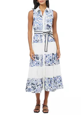 Women's Sleeveless Collar Neck Floral Midi Dress | Belk