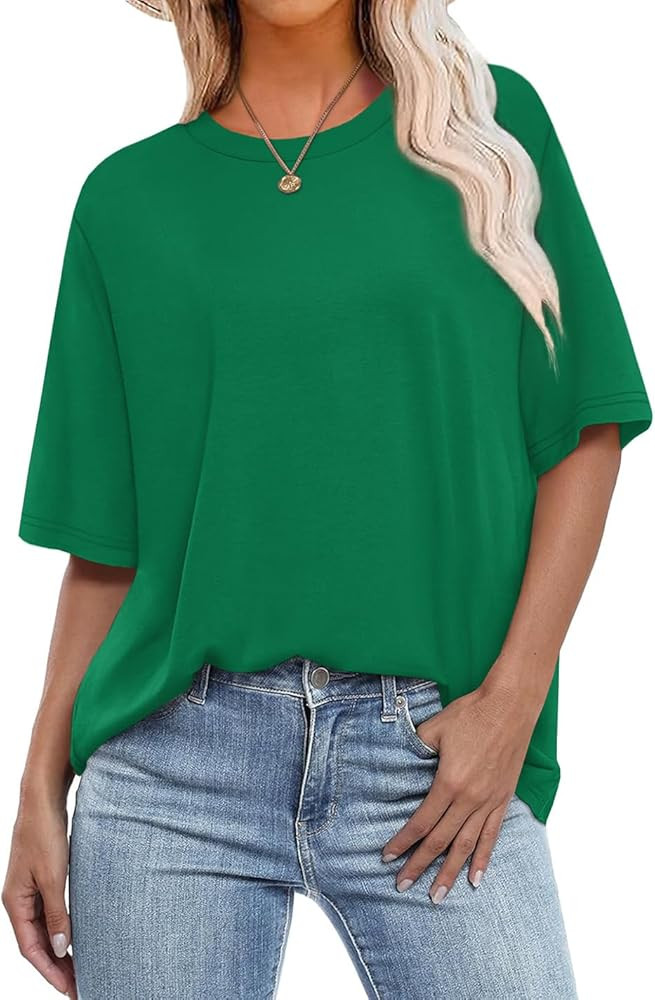 OFEEFAN Summer Tops for Women 2026 Short Sleeve Shirts Dressy Casual Crew Neck Tshirts Fashion | Amazon (US)