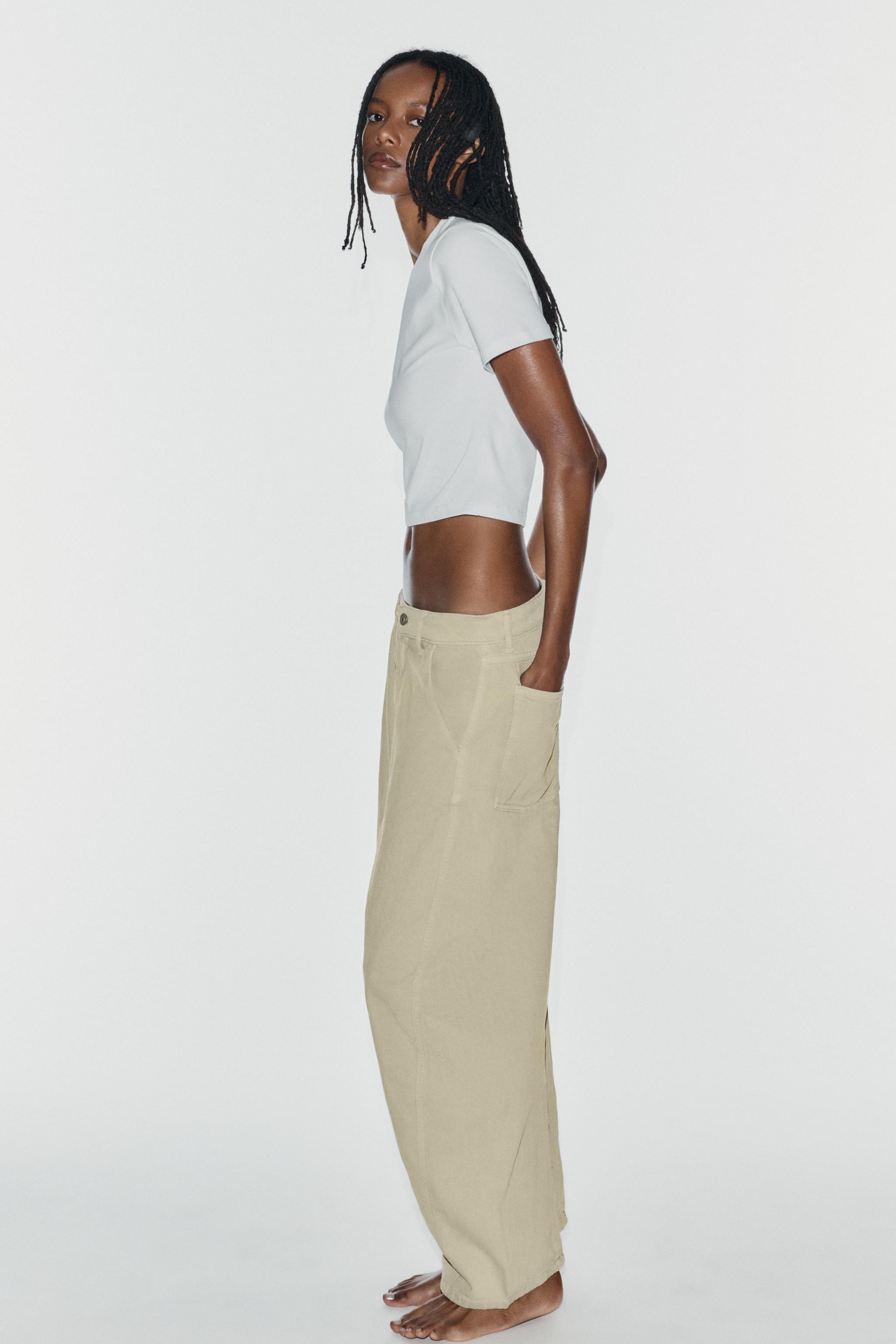 TRF MID-RISE BARREL CHINO JEANS | Zara US